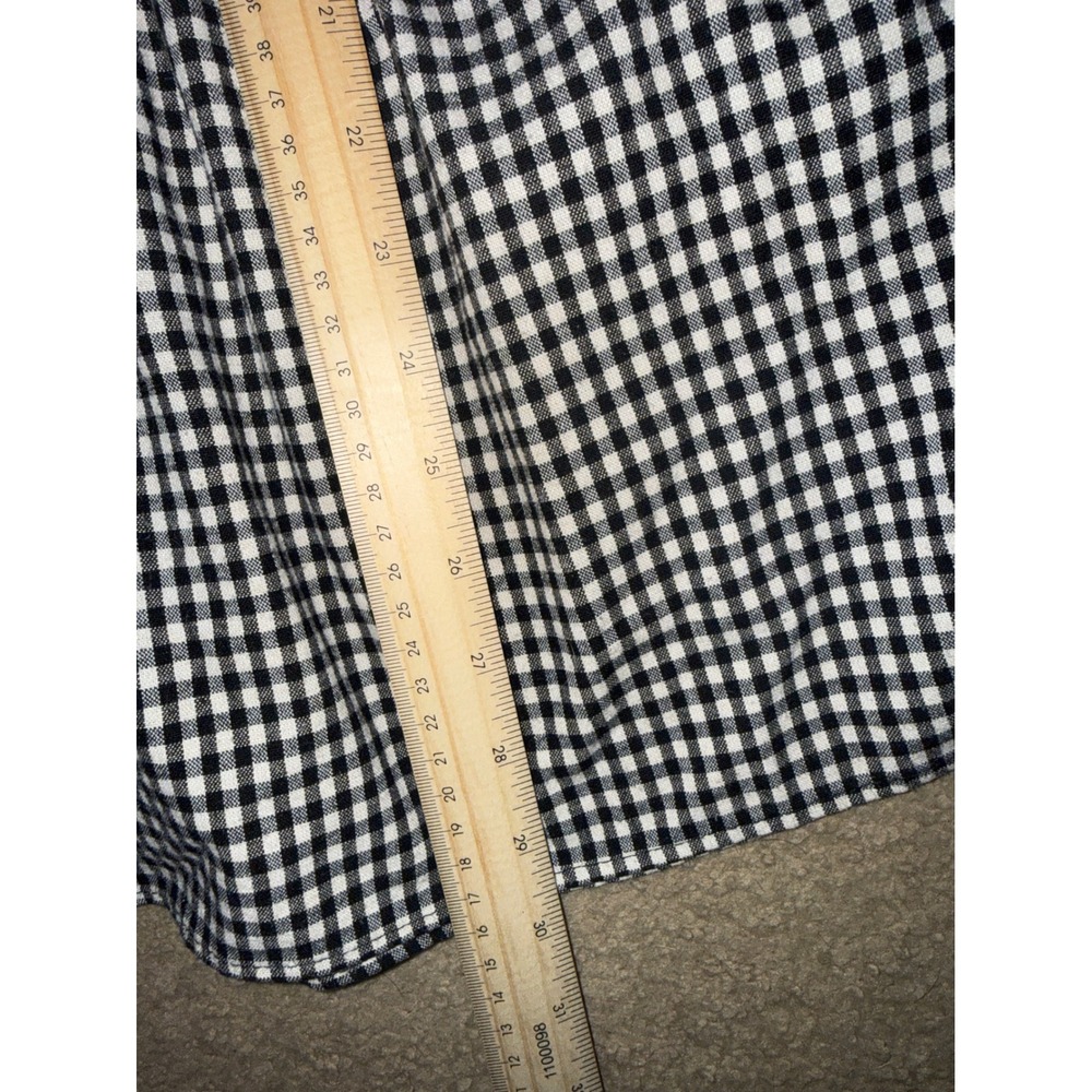 Zara Basic Gingham Peplum Blouse Black White Tie Sleeve Button Back Small - Picture 11 of 11